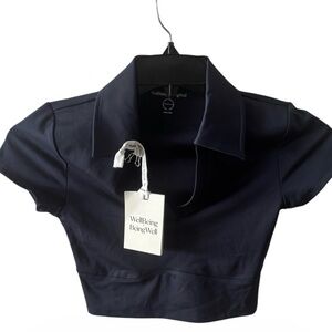 Navy Crop Polo Top in Academy Navy NWT